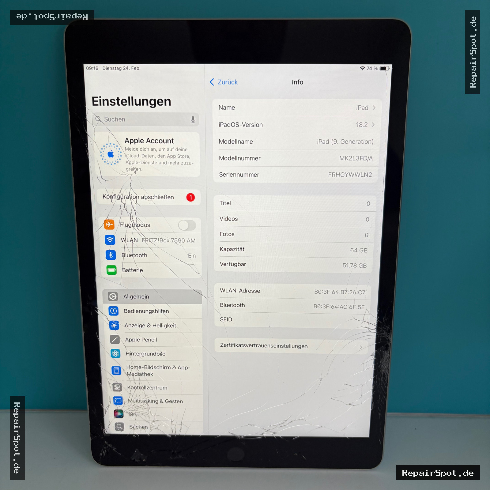 Apple iPad 9. Gen Wi-Fi 64GB Silber | RepairSpot
